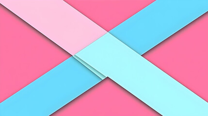 Fototapete - Abstract geometric background with pastel pink, light blue, and cyan intersecting shapes creating a modern and stylish design. Ideal for presentations, websites, or social media.