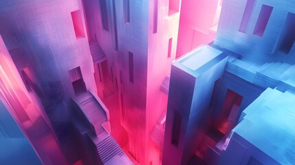 Poster - Colorful abstract background featuring vibrant buildings and interactive flat shaded 3d visuals