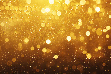 Poster - Golden abstract background with shimmering hexagons