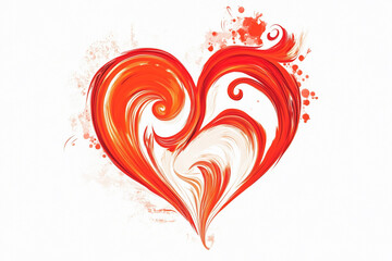 Poster - Heart shape created with vibrant red and orange swirls