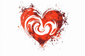 Poster - Red heart artwork depicting swirling patterns