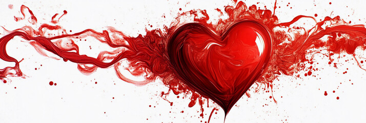 Poster - Bright red heart surrounded by vibrant splashes of color