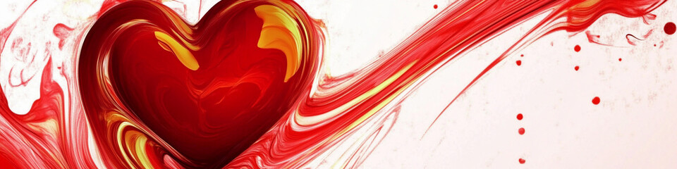 Poster - Heart-shaped design in vibrant red and yellow colors