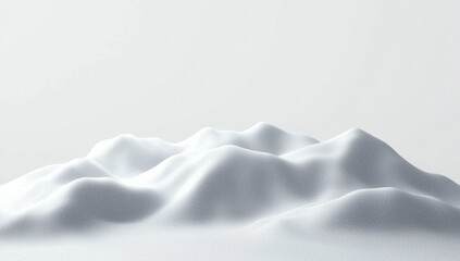 Fototapete - Serene snowy mountain peaks under a clear white sky, showcasing minimalist beauty and tranquility in a simple, clean composition