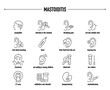 © missbobbit - Mastoiditis symptoms, diagnostic and treatment vector icon set. Line editable medical icons