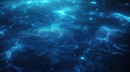 Poster - Abstract network connections across continents, glowing on a futuristic blue digital background.