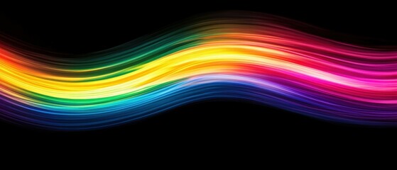Poster - Colorful Flowing Waves of Light in Rainbow Spectrum Against Black Background