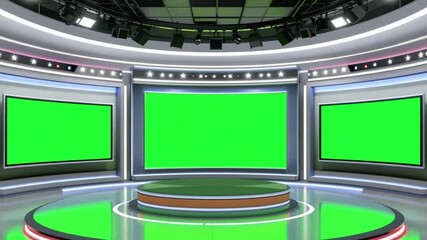 Poster - Virtual News Studio with Green Screen for Broadcast and Media Production