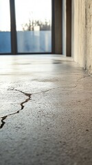 Poster - Cracked Concrete Floor in Modern Interior with Natural Light Streaming