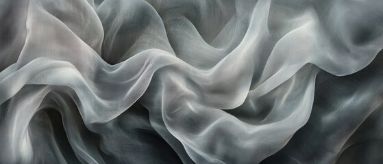 Poster - Elegant Flowing Fabric Texture in Soft Shades of Grey and White
