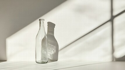 Poster - Minimalistic Glass Bottles Casting Shadows on a Light Background