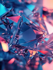 Poster - Creative digital polygons wallpaper. Technology and science concept. 3D Rendering