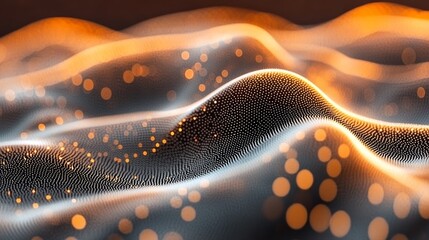 Poster - Abstract Waves of Energy A Futuristic Background With Luminous Particles and Digital Flow