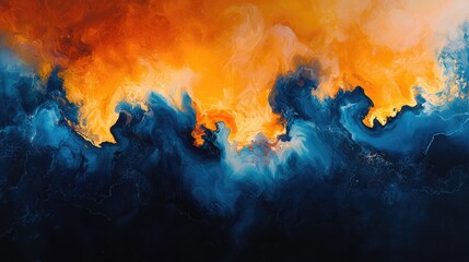 Poster - Mesmerizing gas flames in deep blue and fiery orange tones, flickering against a dark backdrop.