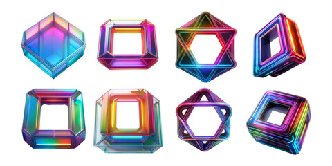 Wall Mural - Colorful Geometric Shapes with Reflections and Light Effect