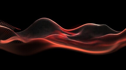 Poster - Abstract Red Data Stream: Flowing Digital Information on Black Background