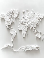 Poster - 3D world map simple design white background