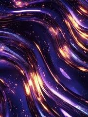 Aufkleber - Generative AI illustration of abstract dark background with shiny curvy lines and glowing surface in neon illumination