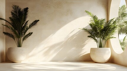Poster - minimalist plant arrangement in a white vase on a clean surface with 3d personality elements
