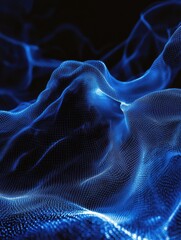 Poster - Abstract blue lines converge in a luminous beam against a dark background.