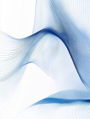 Poster - Modern white background with thin blue lines forming an abstract wave pattern, creating a sleek and refined aesthetic for business use