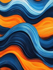 Poster - vibrant abstract waves in orange and blue