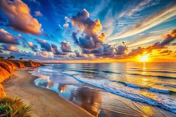 Wall Mural - San Diego Sunrise: Pacific Ocean Beachscape, California Coastline