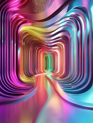 Poster - Abstract vibrant colors wavy flow 3d rendered illustration background scifi futuristic background