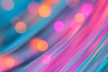 Poster - A holographic display showcasing strings of vibrant rainbow colors in the background