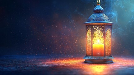 Poster - An intricately designed Arabic lantern casts a warm and inviting light, creating an enchanting atmosphere
