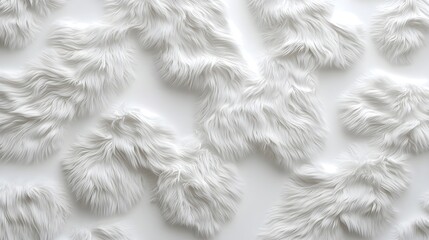 Poster - Soft white fibers create an abstract, textured pattern resembling fur or feathers against a light background.