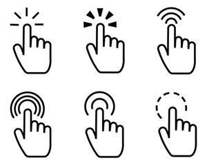 Fototapete - Hand Click icon vector set. Computer mouse click cursor icon set. Hand click icon, Load symbol.  Cursors icons click set. Vector illustration. 