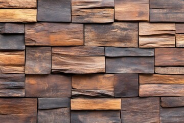 Poster - Textured stone wall featuring a mix of warm brown and gray tones, creating a rustic and natural appearance.