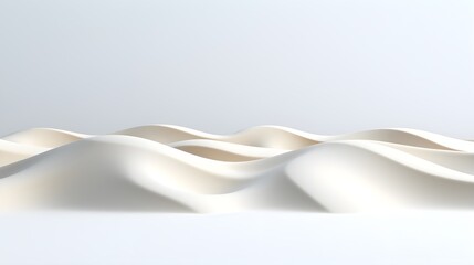 Poster - Abstract waves of white fabric create a soft, flowing texture against a minimalist background, evoking a sense of calm and elegance.