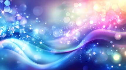 Poster - Abstract dreamy background with flowing lines, bokeh and sparkling lights