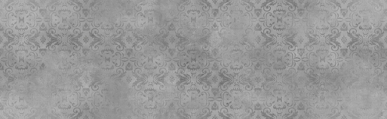 Poster - Grey cement textureand damask seamless pattern 