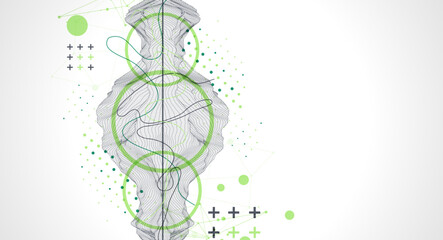 Trendy abstract wireframe background. Modern science or technology art elements. Surface illustration.