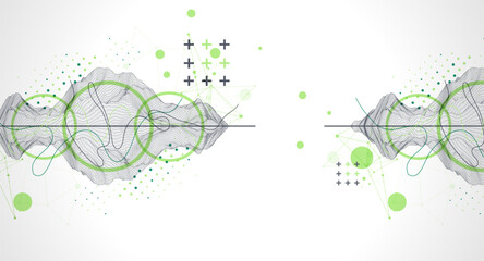 Aufkleber - Trendy abstract wireframe background. Modern science or technology art elements. Surface illustration.