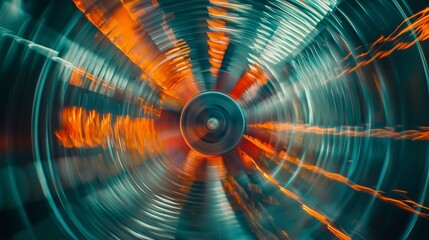Poster - Close Up Shot of a Fan Spinning Rapidly with Light Effects
