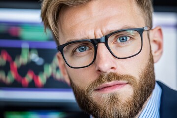 Aufkleber - A financial analyst monitoring live stock market statistics on multiple computer screens