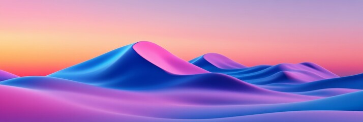 Wall Mural - vibrant sunset dunescape - surreal landscape of colorful, smooth dunes at sunset. perfect for backgr