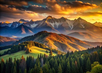 Wall Mural - Stunning High Tatras Mountain Panorama from Mala Fatra, Slovakia