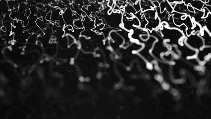 Poster - Black and white abstract light trails creating intricate lines and curves in high contrast futuristic backdrop