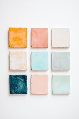 Poster - grid of colorful abstract squares on minimalist white background emphasizing geometric simplicity