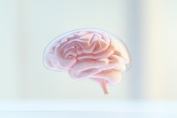 Aufkleber - minimalistic depiction of brain drawn with elegant thin lines set against softly blurred background ensuring clean