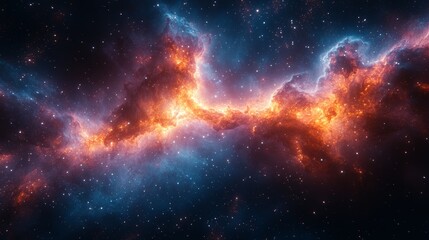 Wall Mural - cosmic nebula landscape: celestial fire and ice - a breathtaking cosmic landscape showcasing swirlin