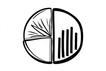 Poster - A monochrome minimalist illustration of a pie chart and bar graph, representing data analysis in research