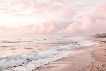 Wall Mural - Light pastel pale dusty soft delicate pink white abstract watercolor water background