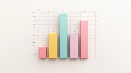 Leinwandbilder - A minimalist financial bar graph with pastel-colored bars, showing quarterly revenue, displayed on a clean white background with simple grid lines and clear labels.