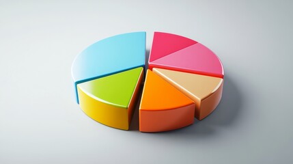 Aufkleber - A professional pie chart depicting monthly expense distribution, with bright segments for categories like rent, groceries, and entertainment, set against a simple gray background.